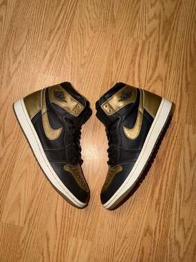 Jordan 1 High OG Black Metallic Gold DZ5485-071‼️SHIP FAST‼️SZ 12M NO BOX